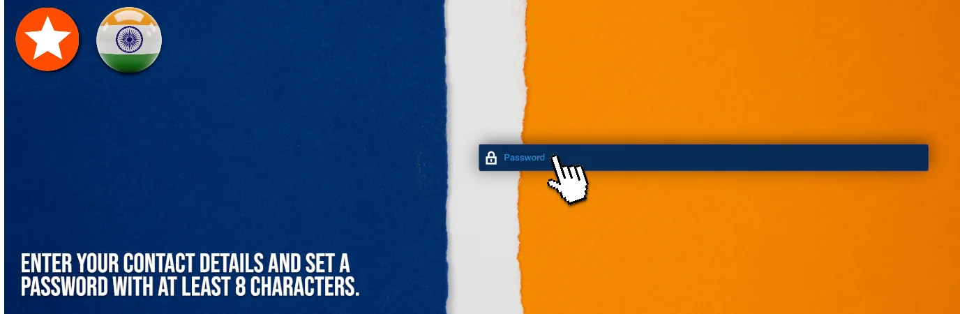 Add your email or mobile number, then set a password (8+ characters).